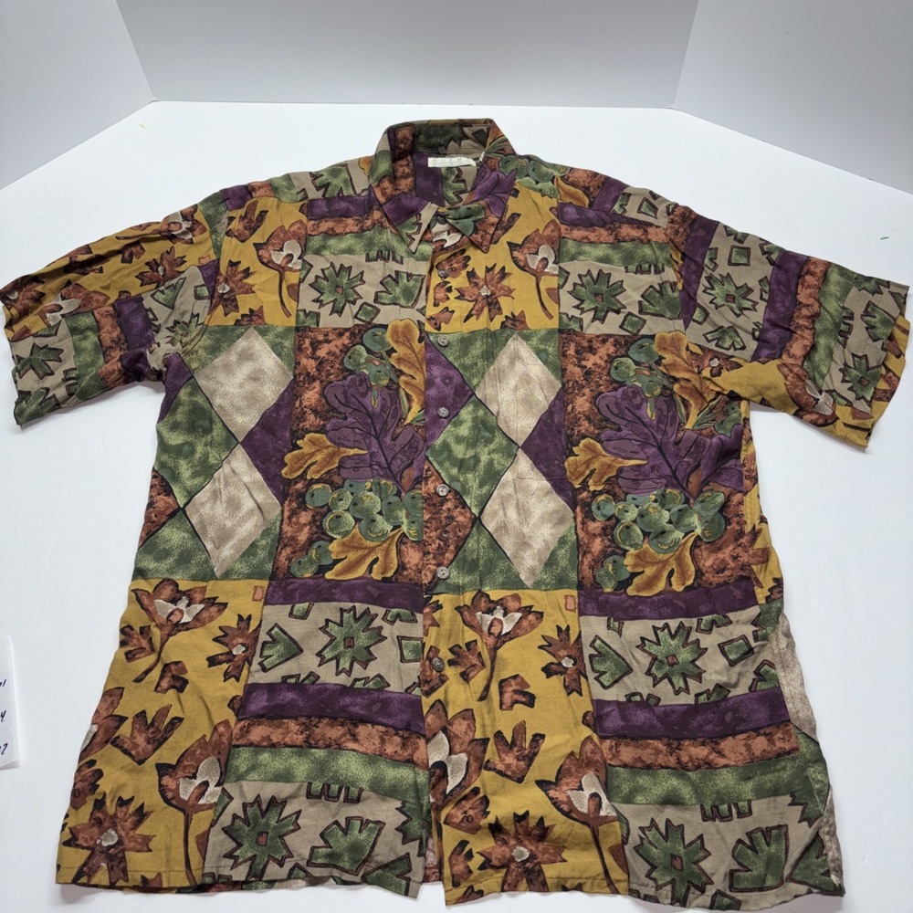 VTG Burma‎ Bibas Men's Short Sleeve Button Front Shirt Size lg